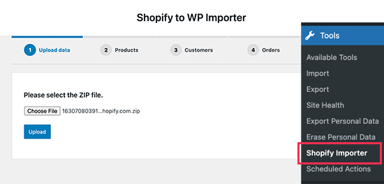 Upload Shopify Data