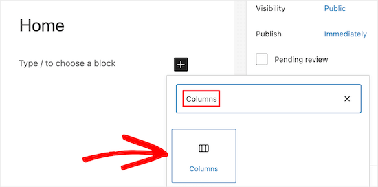 Add columns block