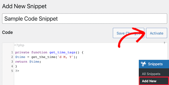 Add new code snippet
