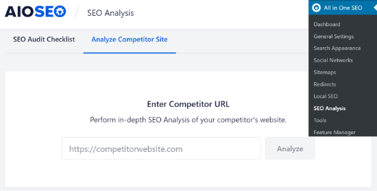 Aioseo Analyze Competitor Site 1