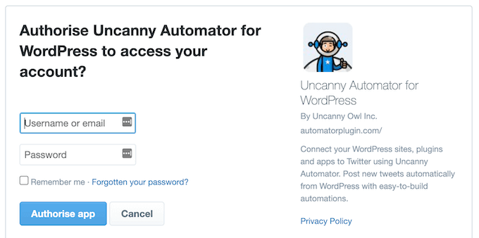 How to give Uncanny Automator access to Twitter