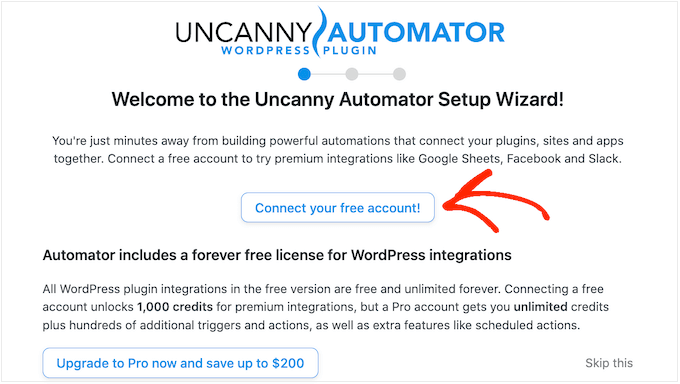 将 WordPress 连接到您的免费​​ Uncanny Automator 帐户