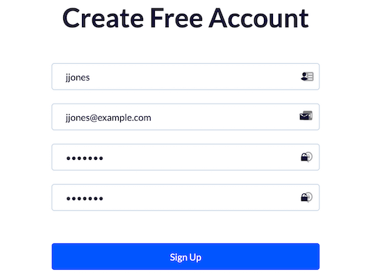 Enter account information and sign up