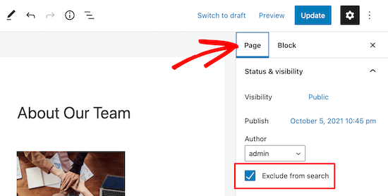 Exclude From Search Checkbox