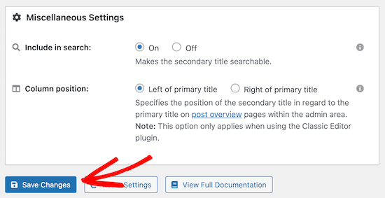 Miscellaneous settings box and save changes