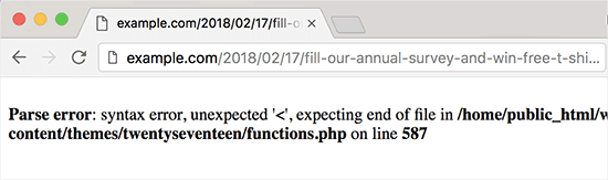PHP error code example