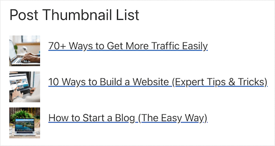 Post list with thumbnails example