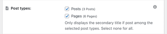 Select post types to display subtitles