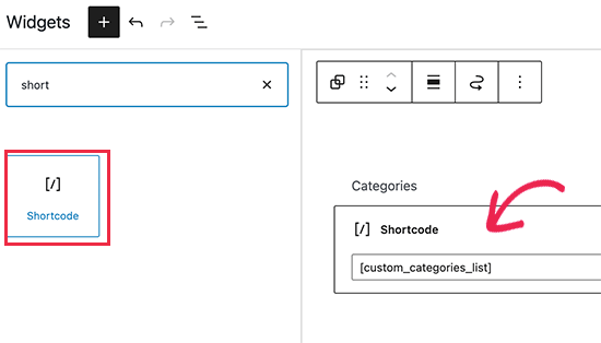 Using shortcode to display custom list of categories