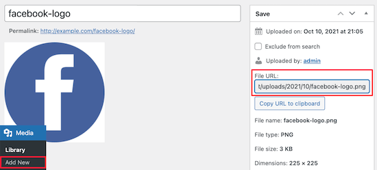 Upload social media icons copy URL