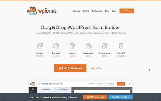 WPForms 웹사이트 예시
