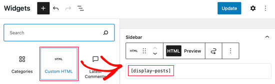 Add a Custom HTML Widget