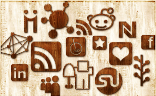 Wood social networking icons