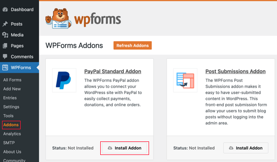 Componente aggiuntivo PayPal WPForms