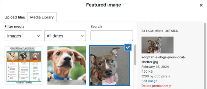 select featured image