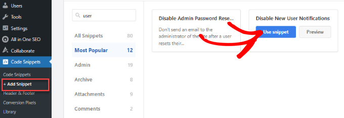Add disable new user notification snippet 