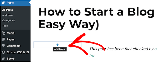 Click to add shortcode block