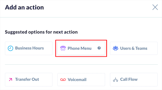 Click Phone Menu Option