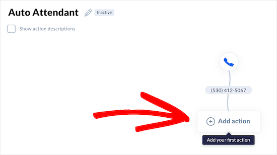 Click add action button