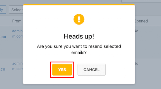 Click Yes Resend Popup Multiple