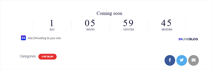 Countdown timer for your live blog