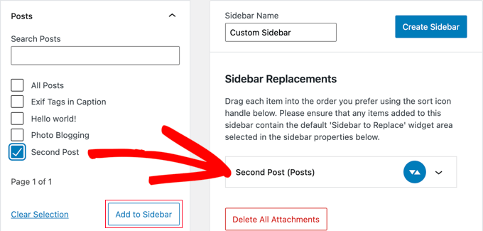 Select the Areas Where You Want the Custom Sidebar to Be Displayed