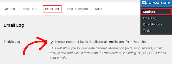 Enable Email Log Tracking