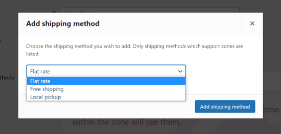 Enter shipping zone details