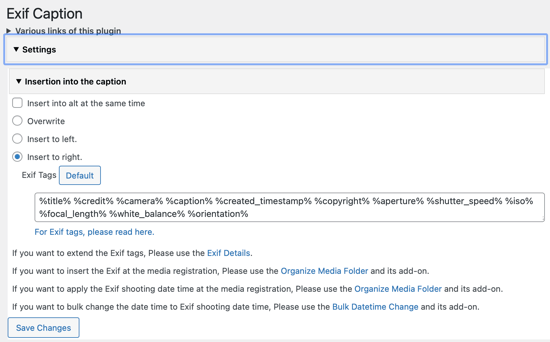 Click Settings to Configure the Plugin