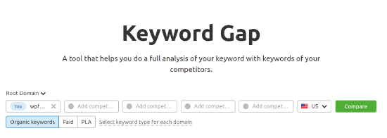 Keyword Gap Tool In Semrush