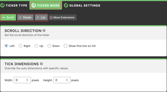 تب Mode Ticker