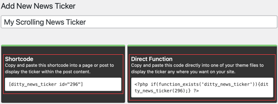 News Ticker Shortcode and PHP Function