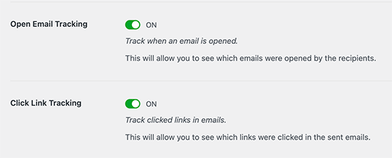 Enable email opens and click tracking