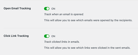 Enable email opens and click tracking Enable email opens and click tracking