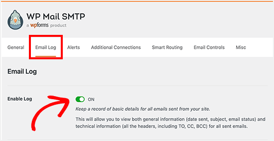 Enable email log tracking On email log tracking