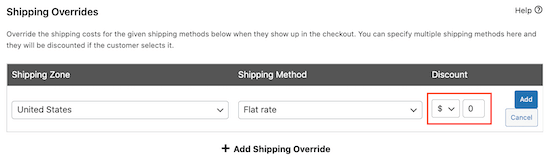 Override the WooCommerce price shipping settings
