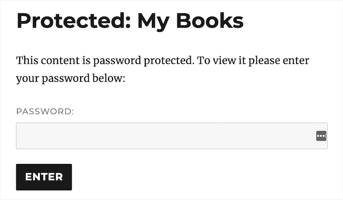 Esempio di pagina di protezione con password