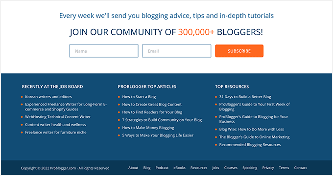 ProBlogger footer