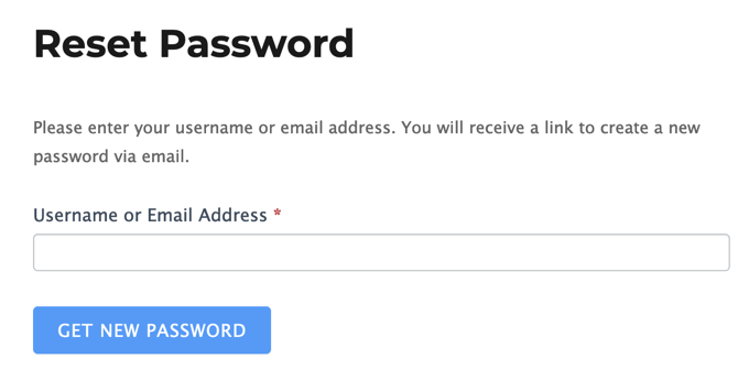 Formidable Forms Reset Password Preview Page