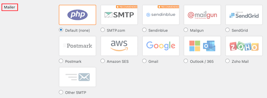 SMTP mailer را انتخاب کنید