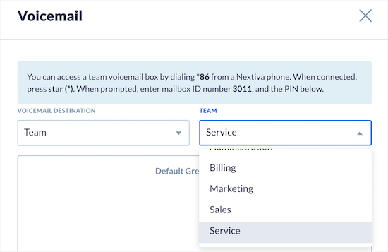 Select Voicemail Destination