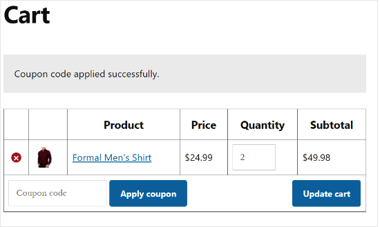 An example of a WooCommerce free shipping coupon