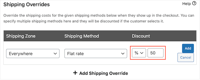 Create a shipping discount in WooCommerce