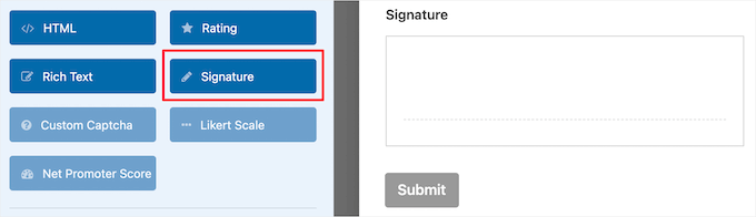 Componente aggiuntivo del modulo di firma WPForms