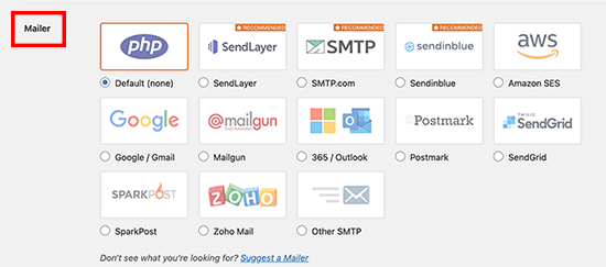 Select SMTP mailer