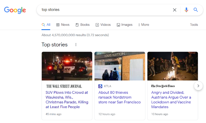 قطعه داستان های برتر در گوگل