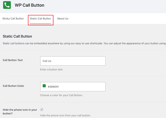 Wp Call Button Manual