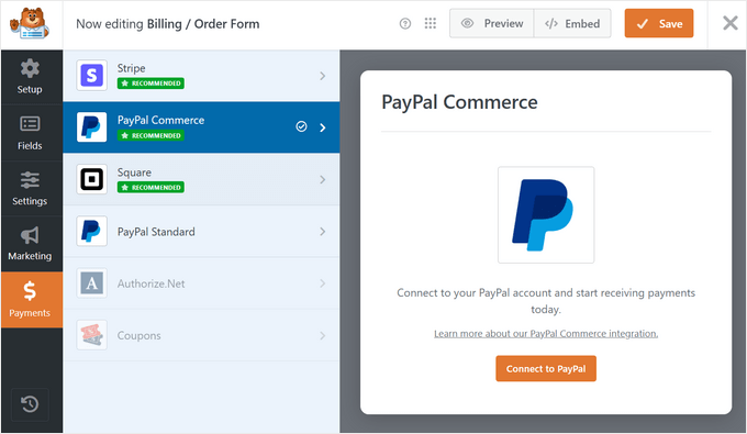 Connecting PayPal to WPForms