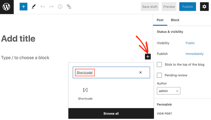 Adding a shortcode block to WordPress