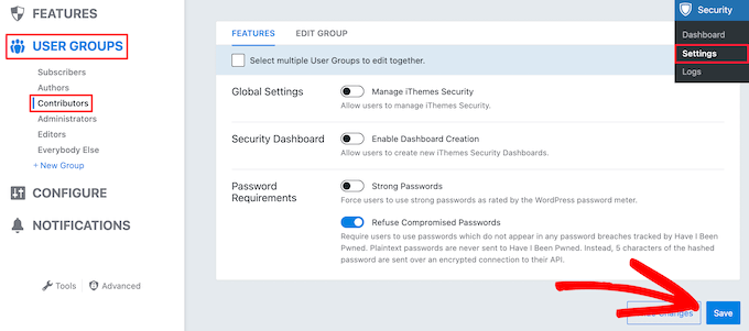 Change password settings in the future